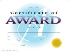 (pkg 25) Certificate / Certificate of Award