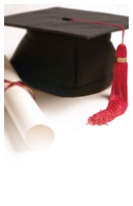 Graduation - Black Cap with Red Tassel & Diploma - Customizable Program Cover