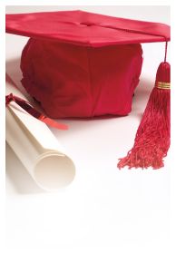 Graduation - Red Cap & Diploma - Customizable Program Cover