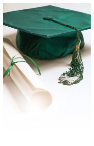 Graduation - Green Cap & Diploma - Customizable Program Cover