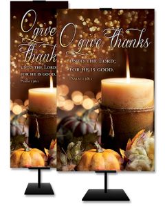 Thanksgiving - O Give Thanks, Psalms 136:1 (KJV) - Banner