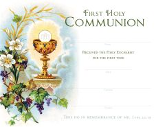 First Holy Communion - This do in remembrance of me - Luke 22:19 - Pkg 25 - Certificate