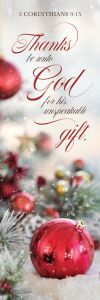 Christmas – Thanks Be Unto God – 2 Cor 9:15 – Pkg 25 – Bookmark