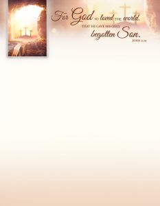 Easter – For God so loved the world – John 3:15 (KJV) – Pkg 100 – Letterhead