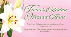 Flower Offering – Bilingual Offering Envelopes – Phil 1:3 (KJV) – Pkg 100