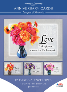 Anniversary Cards – Bouquet of Memories – 12 Cards with NIV Scripture – Assorted Greeting Cards 