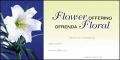 (shrink-wrapped pkg 100) Offering Envelope | Flower Offering | Easter Lily | Bilingual
