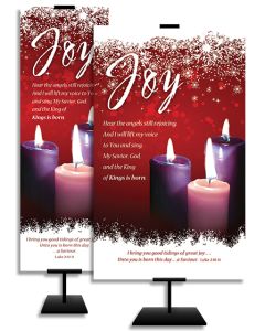 Advent - Joy - 3 Candles - King of Kings is born - I bring you good tidings - Luke 2:10-11 - Banner