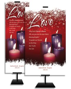 Advent - Love - 4 Candles - Guide our hearts - God so loved - John 3:16 - Banner