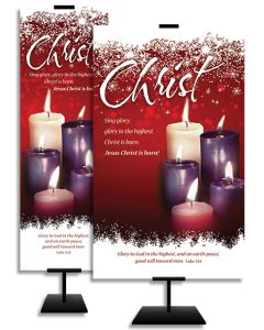 Advent - Christ - 5 Candles - Jesus Christ is born - Glory to God in the highest - Luke 2:14 - Banner