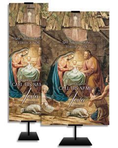Christmas - Old Master - Nativity - She shall bring forth a son - Matthew 1:21 - Banner