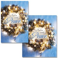Christmas - Wreath - And on earth peace - Luke 2:14 - Pkg 100 - Bulletin - Multiple Sizes