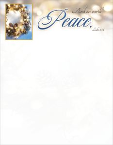 Christmas - Wreath - And on earth peace - Luke 2:14 - Pkg 100 - Letterhead