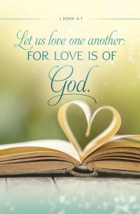 Inspirational - Book - Heart - Love one another - 1 John 4:7 - Pkg 100 - Standard bulletin