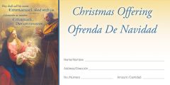 Christmas - Old Master - Nativity - They Shall Call His Name.../Ofrenda De Navidad - Matthew 1:23 (KJV)/Mateo 1:23  - Pkg 100 - Spanish & English - Bilingual Offering Envelope