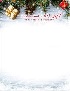 Christmas - Thank God for His Gift, 2 Corinthians 9:15 (CEB) - Pkg 100 - Letterhead