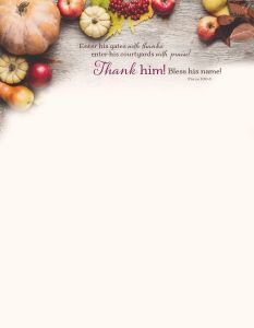 Thanksgiving - Enter his gates with thanks, Psalm 100:4 (CEB) - Pkg 100 - Letterhead