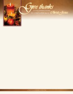Thanksgiving - Thanksgiving - Give Thanks in Every Situation - 1 Thess. 5:18 (CEB) - Pkg 100 - Letterhead