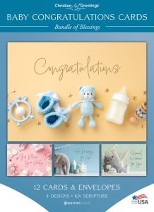 Baby Congratulations - Bundle of Blessings - KJV - Box of 12 - Assorted Boxed Greeting Cards