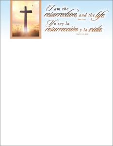 Letterhead | Easter | Bilingual | I am the resurrection and the life