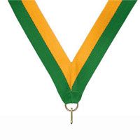 Green & Gold neck ribbon, perfect size for our 2 " Sculpted or Shinning Achievement Medal