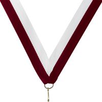 Maroon/white neck ribbon, perfect size for our 2" Sculpted or Shining Achievement Medals