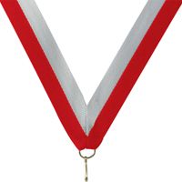 Red/Gray neck ribbon, perfect size for our 2" Sculpted or Shining Achievement Medals